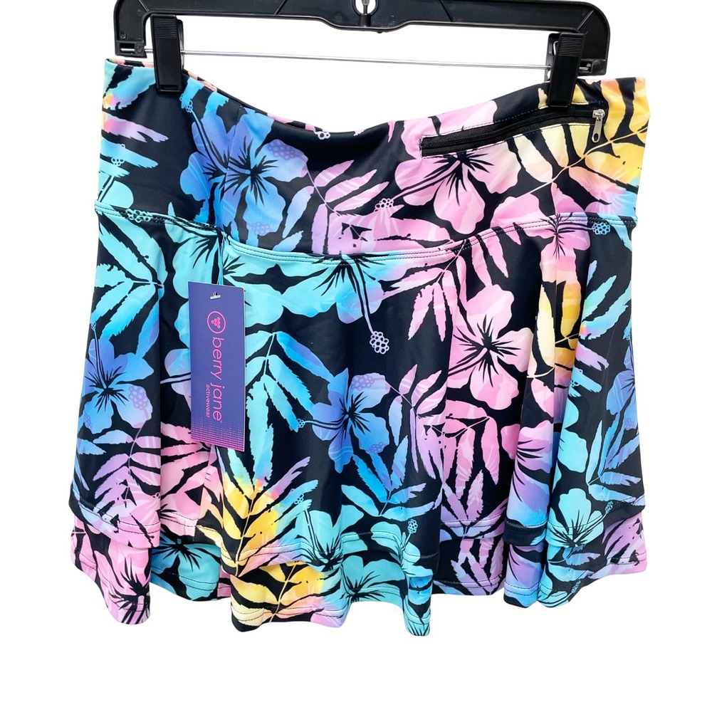 Berry Jane Women's Multicolor Ruffle Tennis Pickleball Skirt Skort Size XL